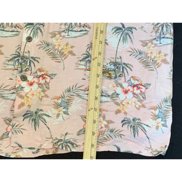 George Hawaiian Aloha Shirt Tropical Flowers and Toucans Pink XL - Picture 5 of 9